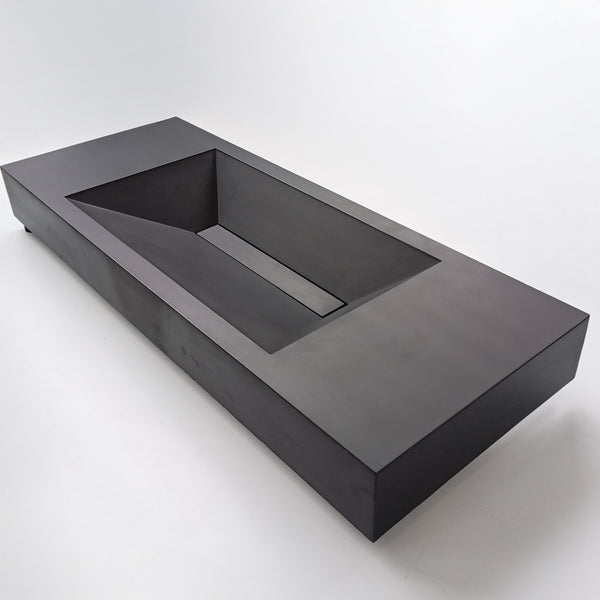 Vara XL concrete sink in matte charcoal finish with angular basin design by Unrefined